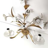 Wall lamp flowers metal white and golden Masca Italy
