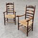 Early 20th century handcrafted and carved highback / ladder back chairs /
