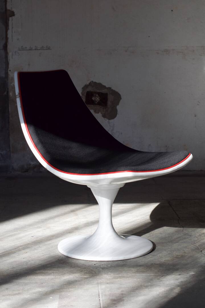 Space Age armchair lacquered fiber and fabrics 1970