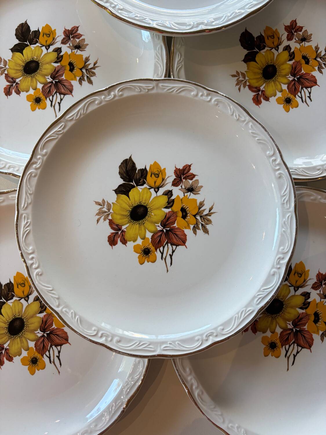 Antique Digoin earthenware dessert plates