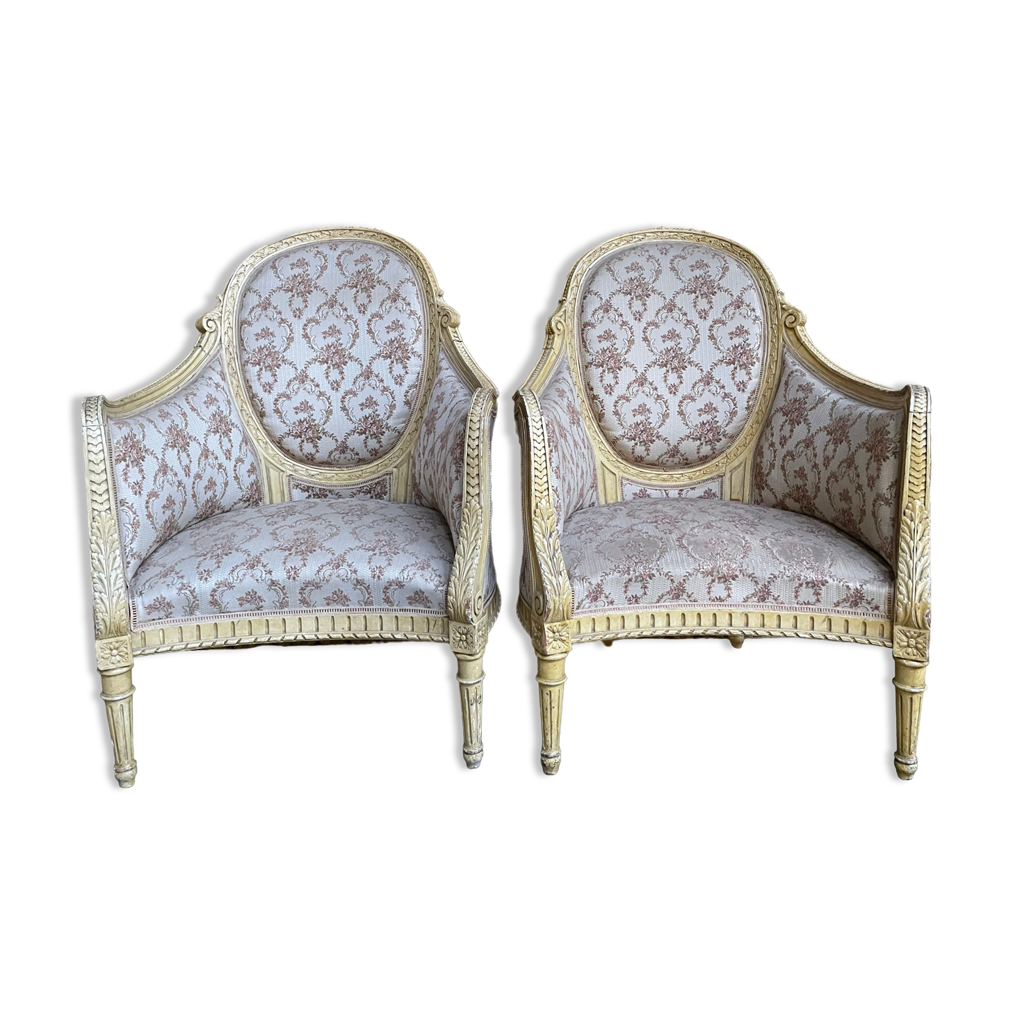 Pair of shepherdess armchairs in Louis XVI 1900 style