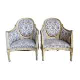 Pair of shepherdess armchairs in Louis XVI 1900 style