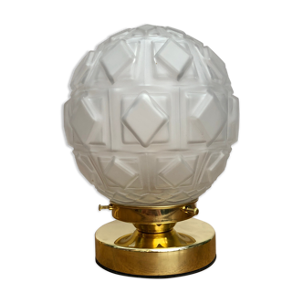 Vintage art deco globe table lamp in frosted glass