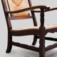 Mid-century rustic wooden armchairs with woven seat and back