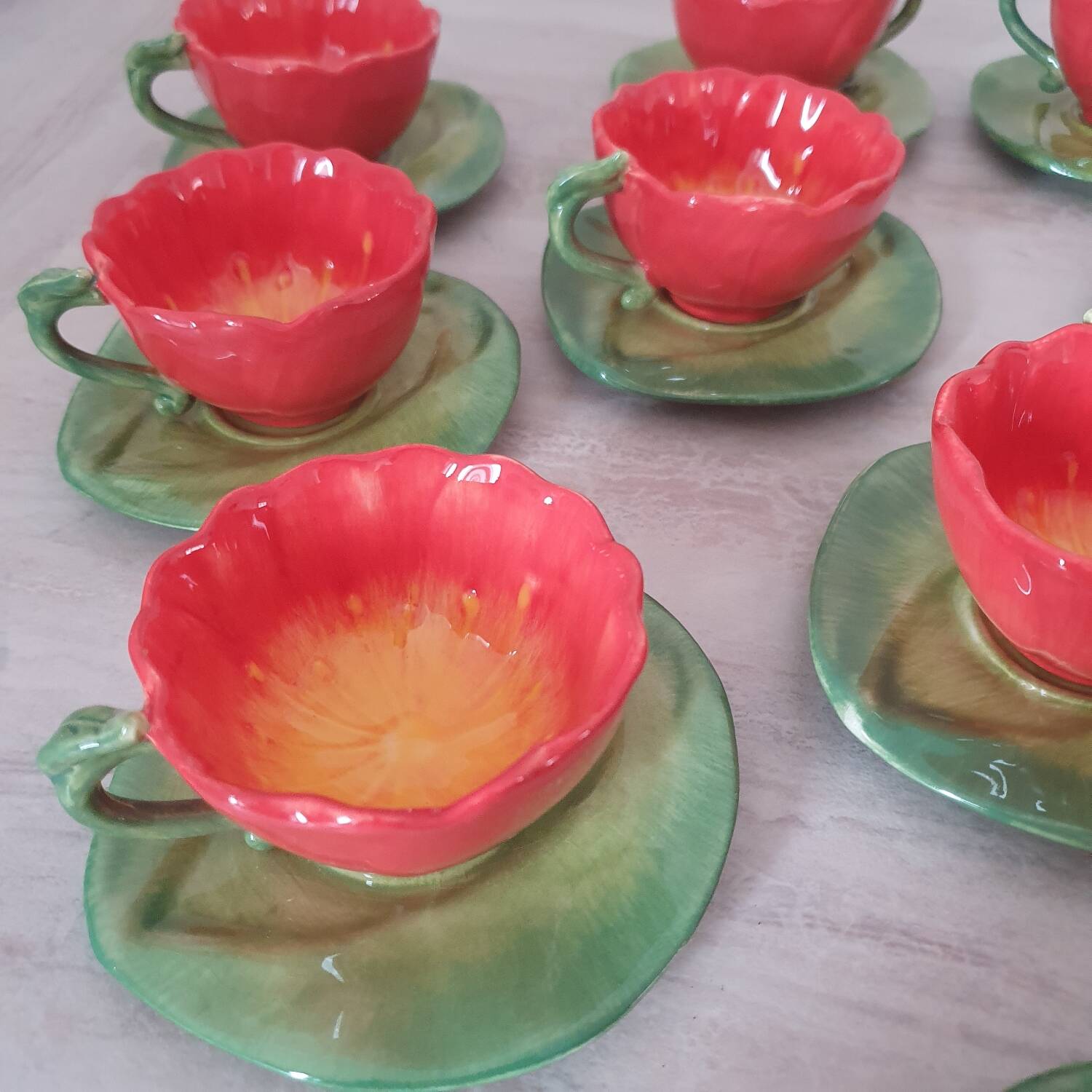 Barbotine flower coffee and tea service