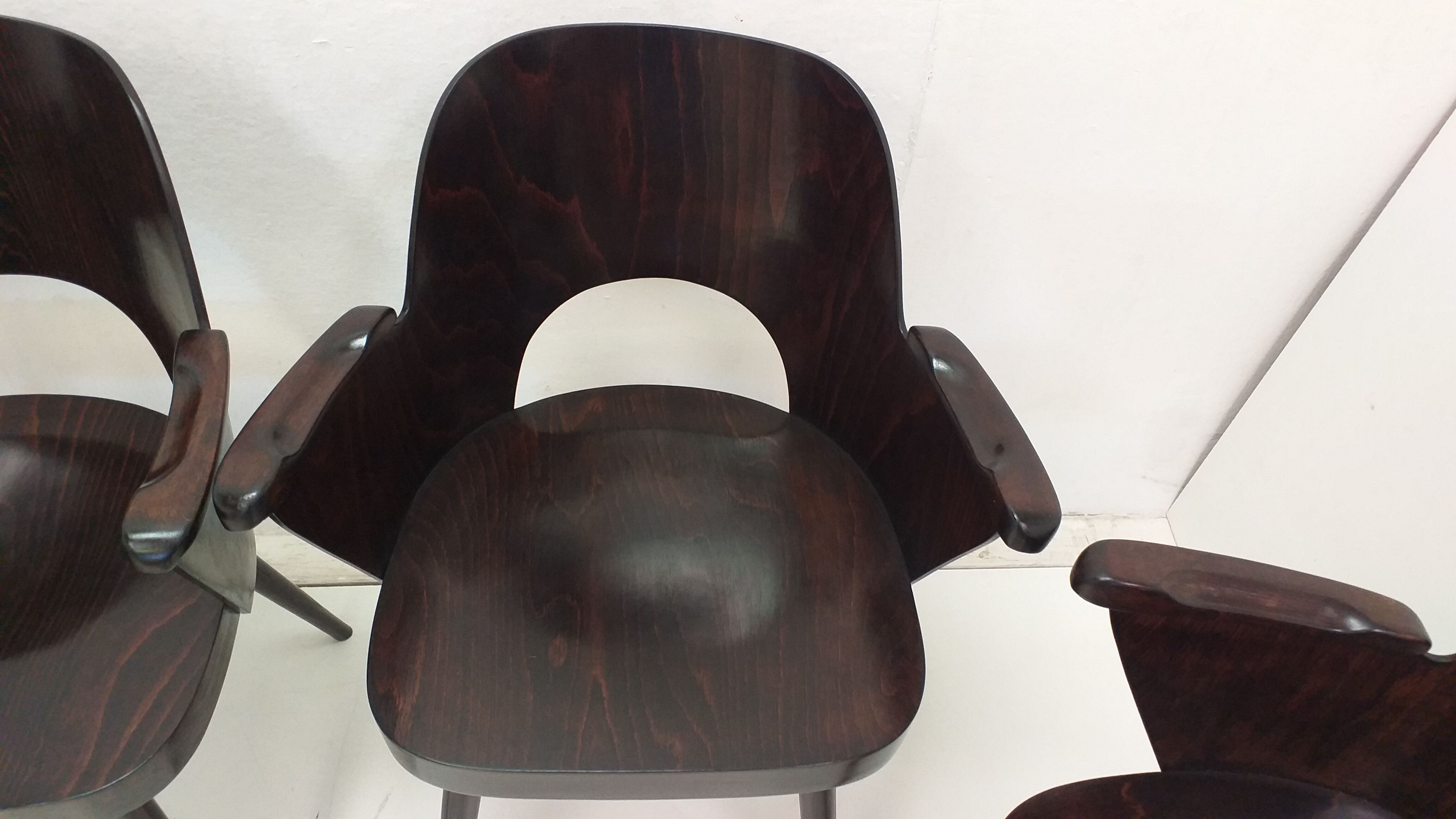 4 Oswald Haerdtl chairs for Ton, Czechoslovakia