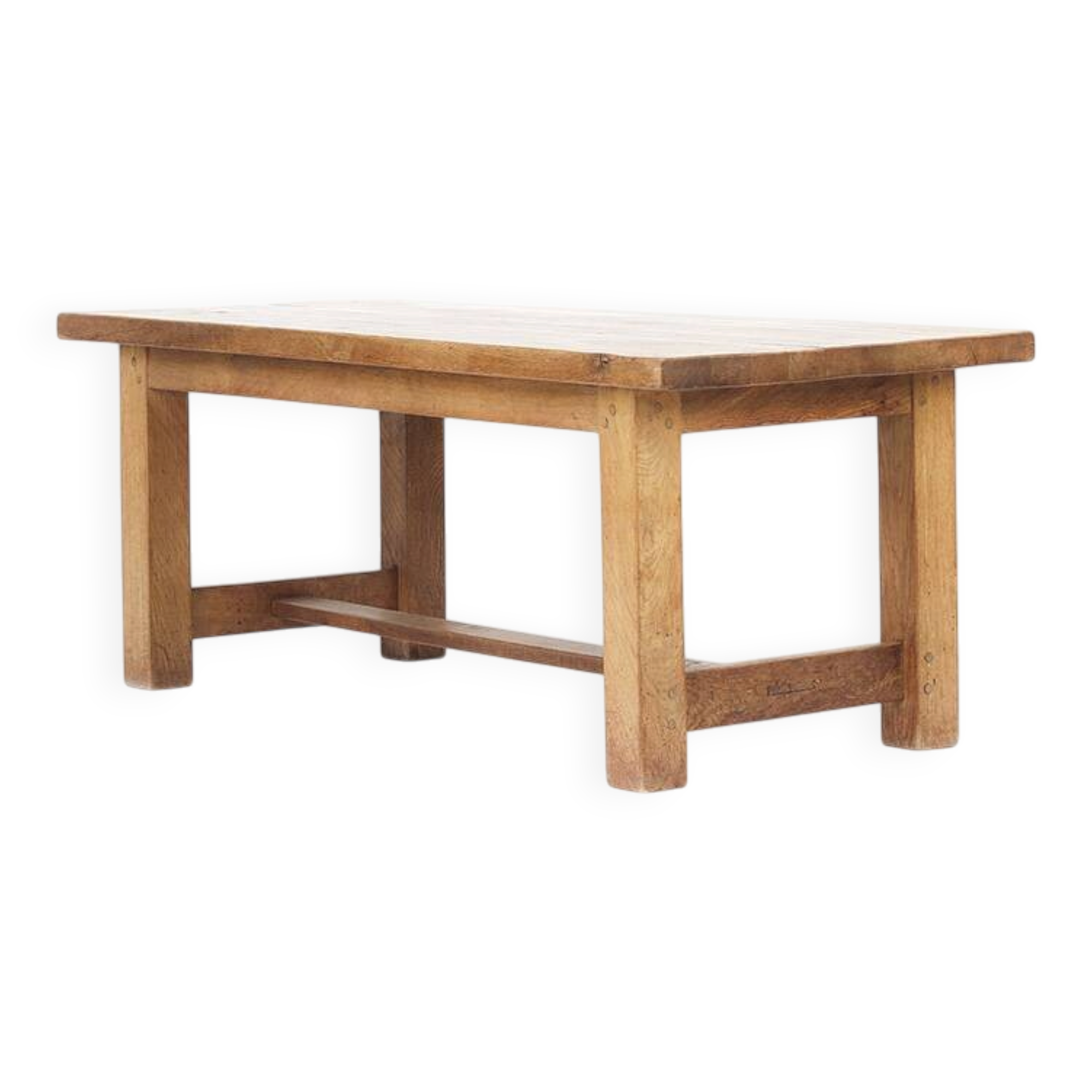Vintage Mid-Century Brutalist Rustic Oak Dining Table