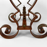 Art Deco round pedestal table in marble and wrought iron, circa 1940