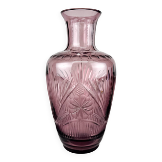 Bohemian Hand Cut Glass Vase, 1970s