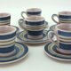 6 coffee cups - enamelled ceramic saucers