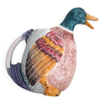 Cruche carafe canard en barbotine