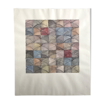 Contemporary school: mixed technique on paper, Untitled (shell), circa 2021