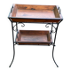 Vintage dessert table in wrought iron and solid wood with double top.