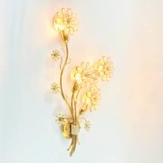 Large Gilt Brass & Crystal Flower Shape Wall Light from Palwa, 1970s