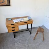 Modernist 50s oak metal desk