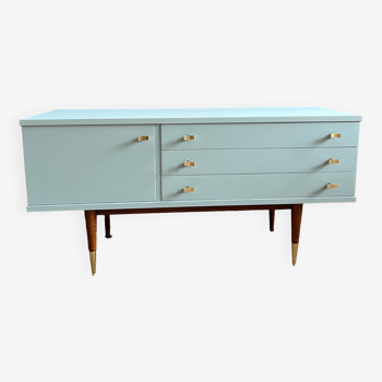 Seventies freshwater blue and brass sideboard