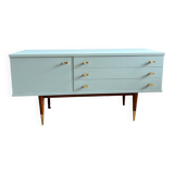 Seventies freshwater blue and brass sideboard