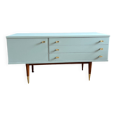 Enfilade seventies bleu eau douce et laiton