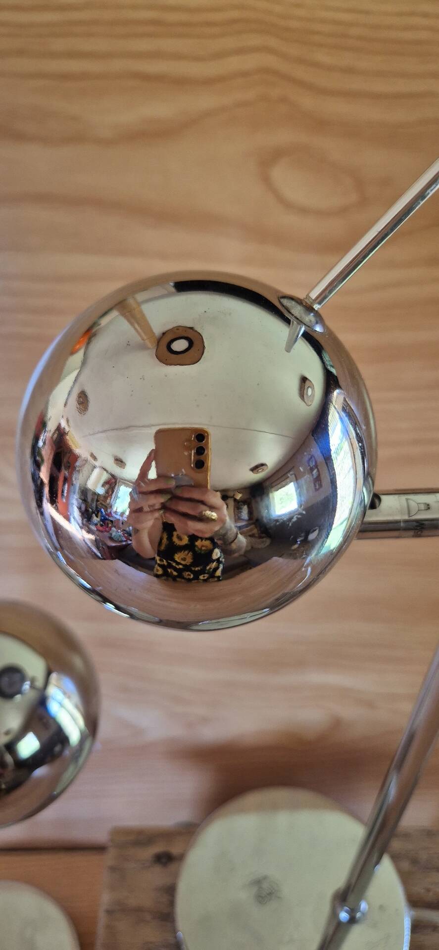 Set of 2 vintage 1970s chrome steel eye ball lamps.