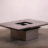 Table basse Belgo en métal brossé chromé