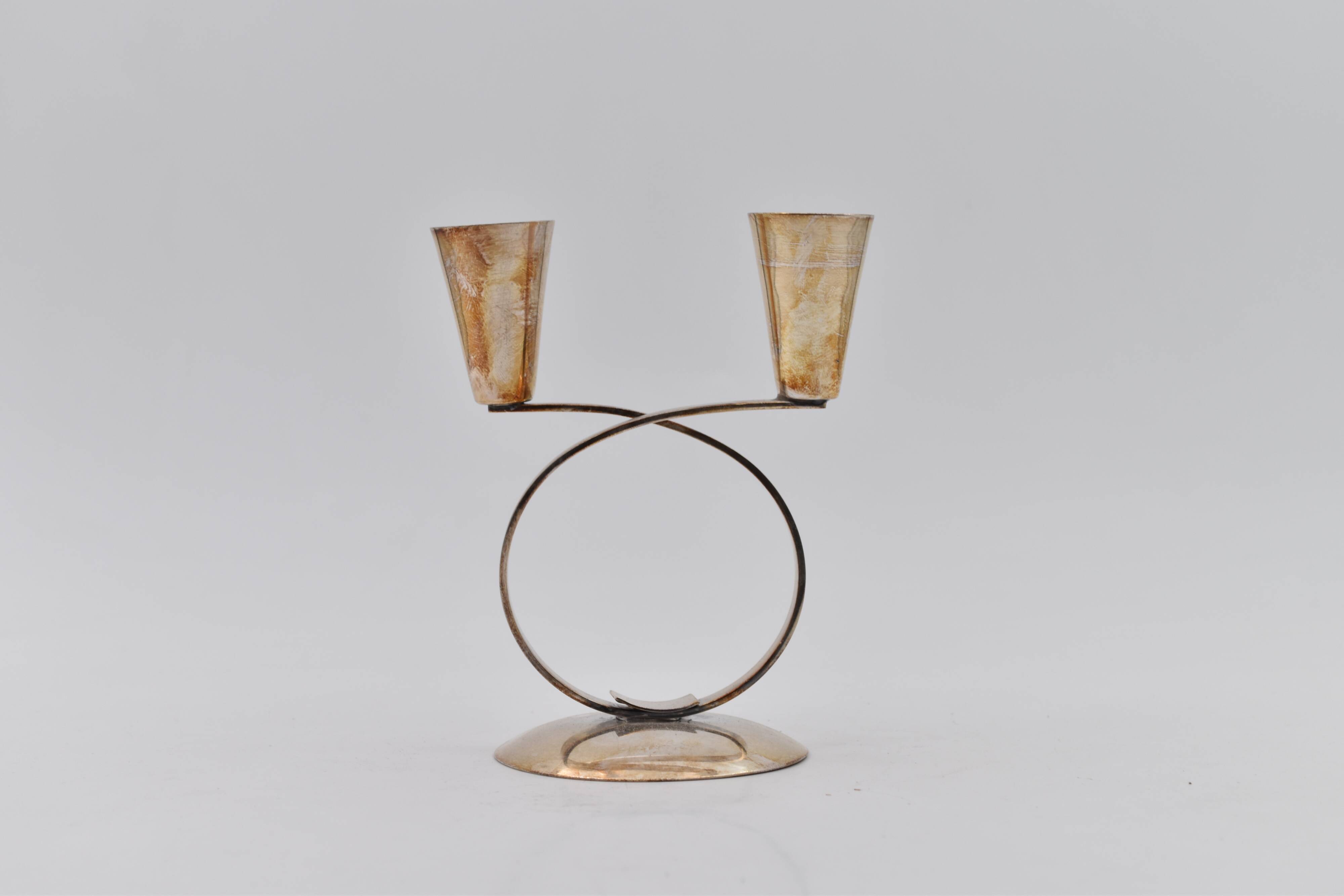 Vintage Danish silver metal candlestick