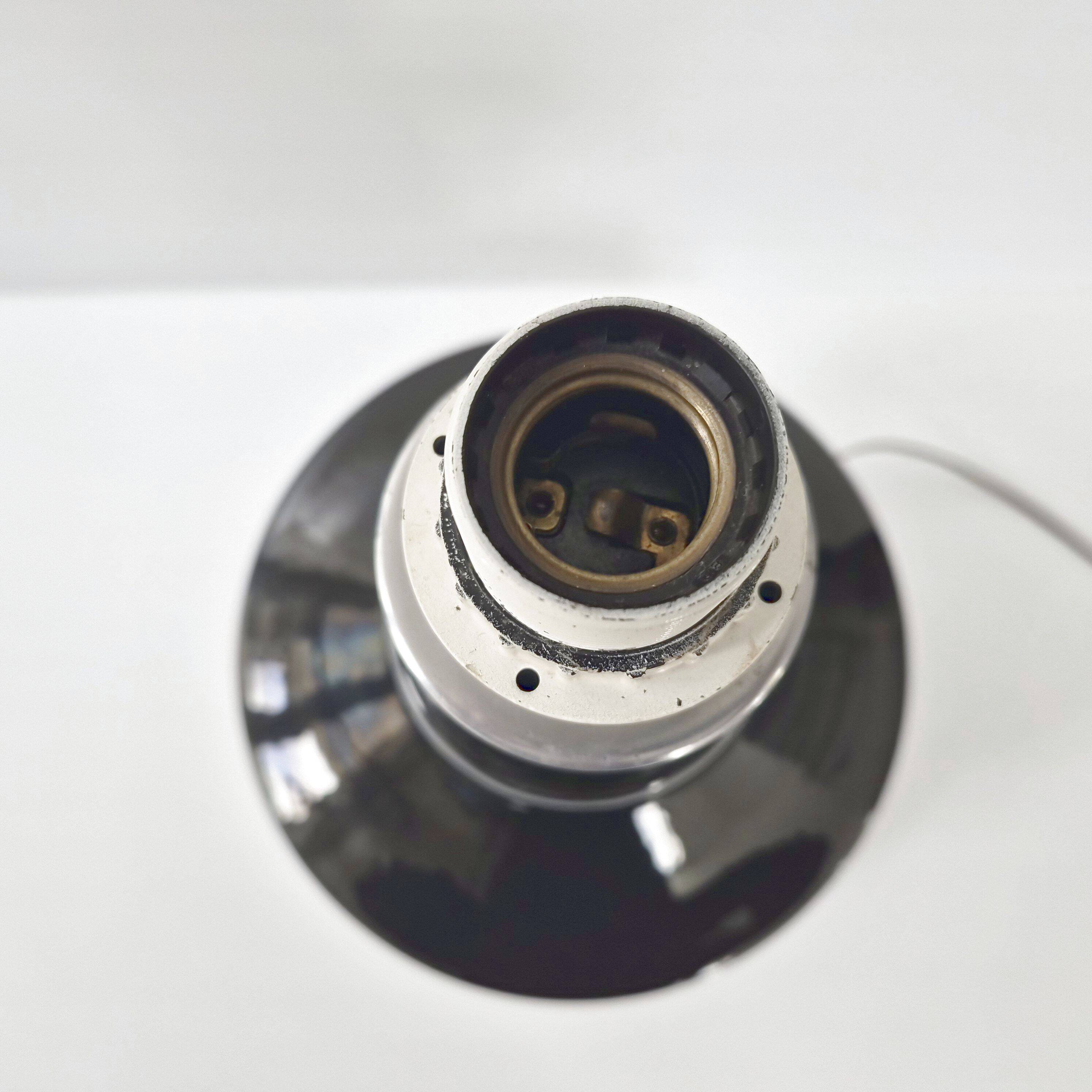 Vintage 1960 lamp in ceramic & silver aluminium