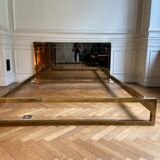 Belgo Chrom bed in gold metal and bronze mirrored headboard, 1970