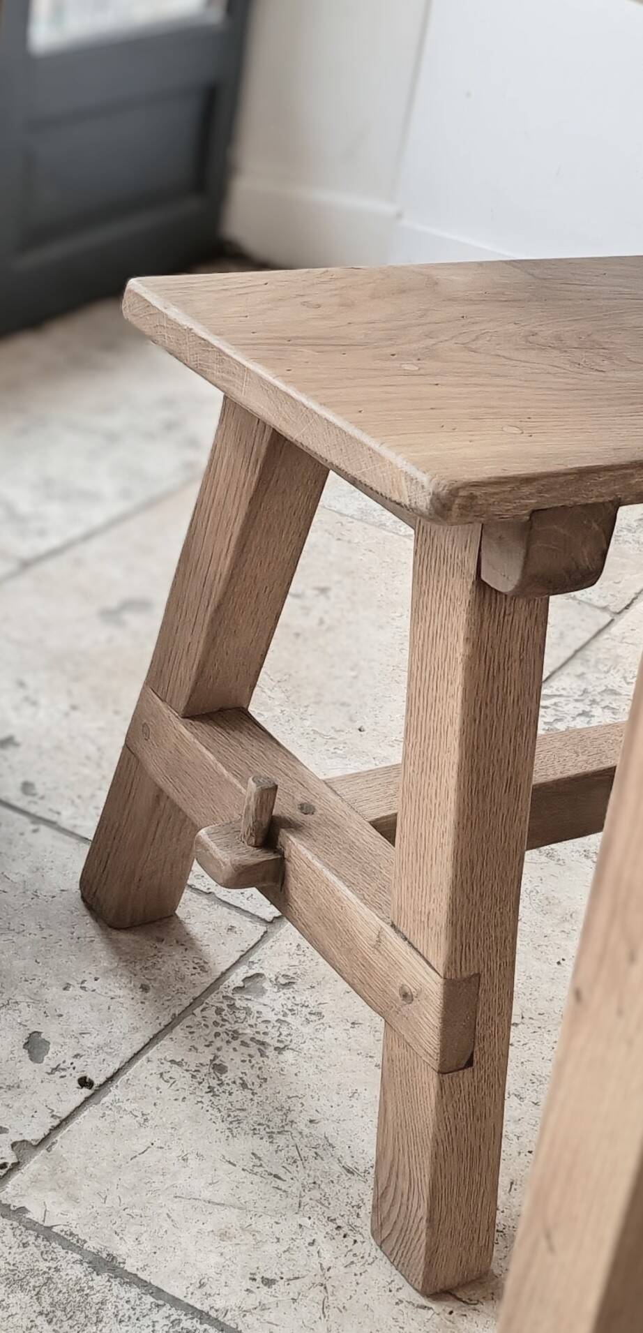 Farm table and bench ("A frame") in solid French oak.