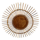 1960s Rattan Sun Mirror France