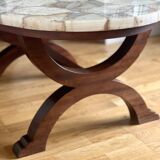 Coffee table in wood, marble and onyx.