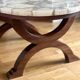 Coffee table in wood, marble and onyx.
