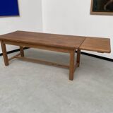 Solid pine table with its extension, 1950s