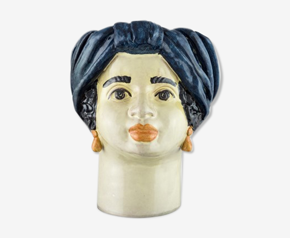 Vase tête moyenne bleue femme