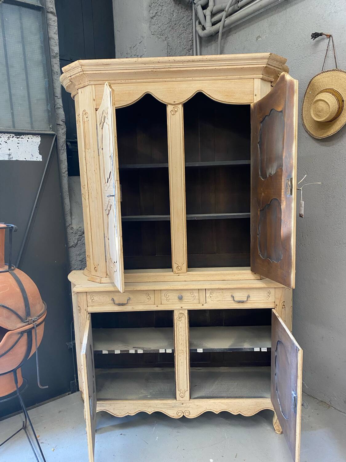 Louis XV sideboard in raw wood