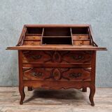Commode bureau style Louis XV en noyer massif circa 1880