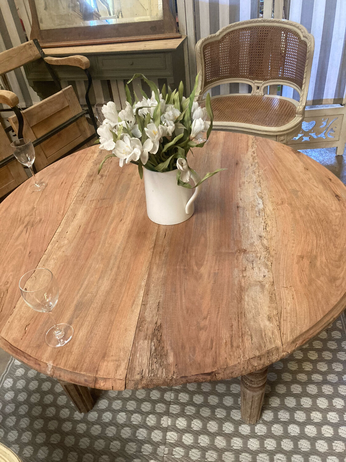 Round farmhouse coffee table