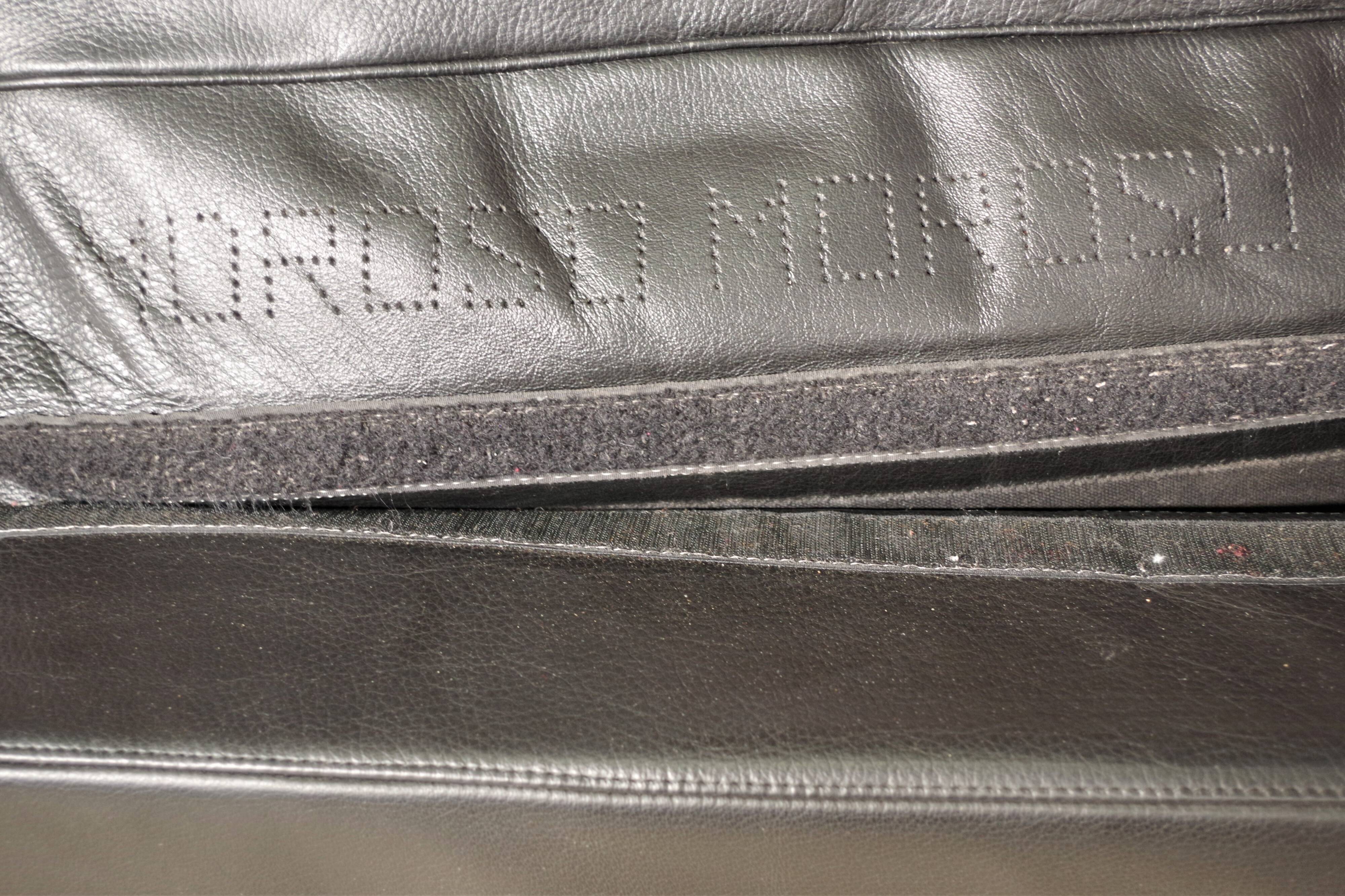 Moroso sofa set and armchairs in black leather, 1984