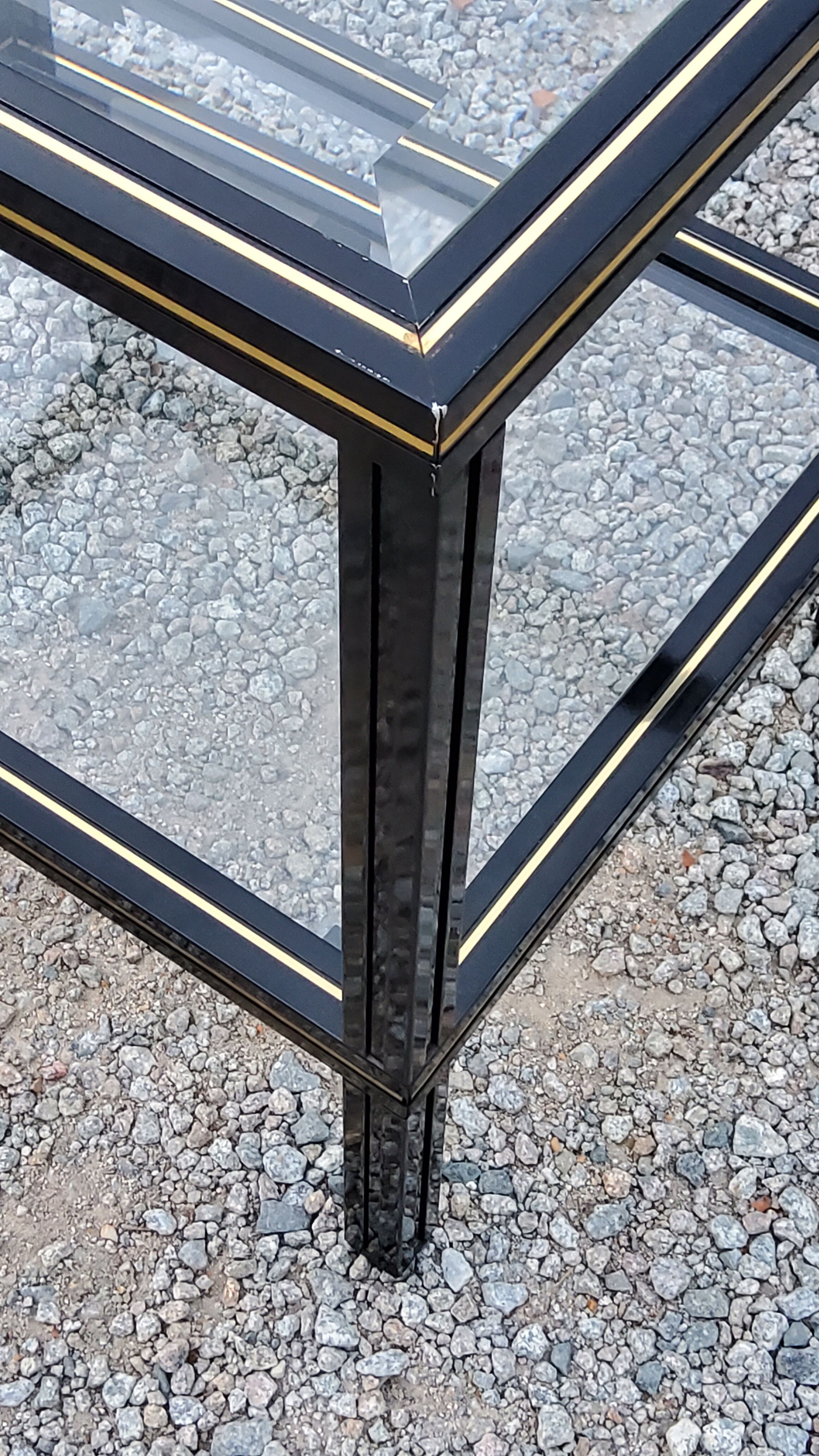 Side table end of sofa Pierre Vandel in metal and glass tops