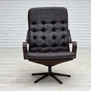 1970s, Scandinavian swivel armchair, original patchwork furniture leather.