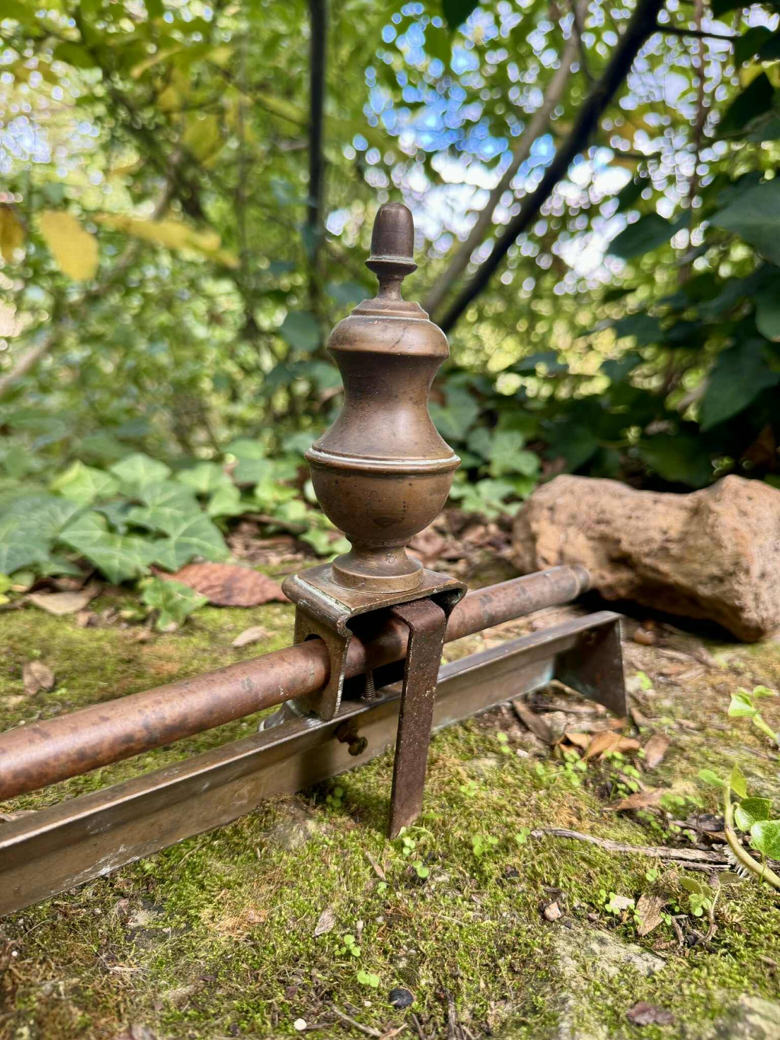 19th century bronze fireplace bar