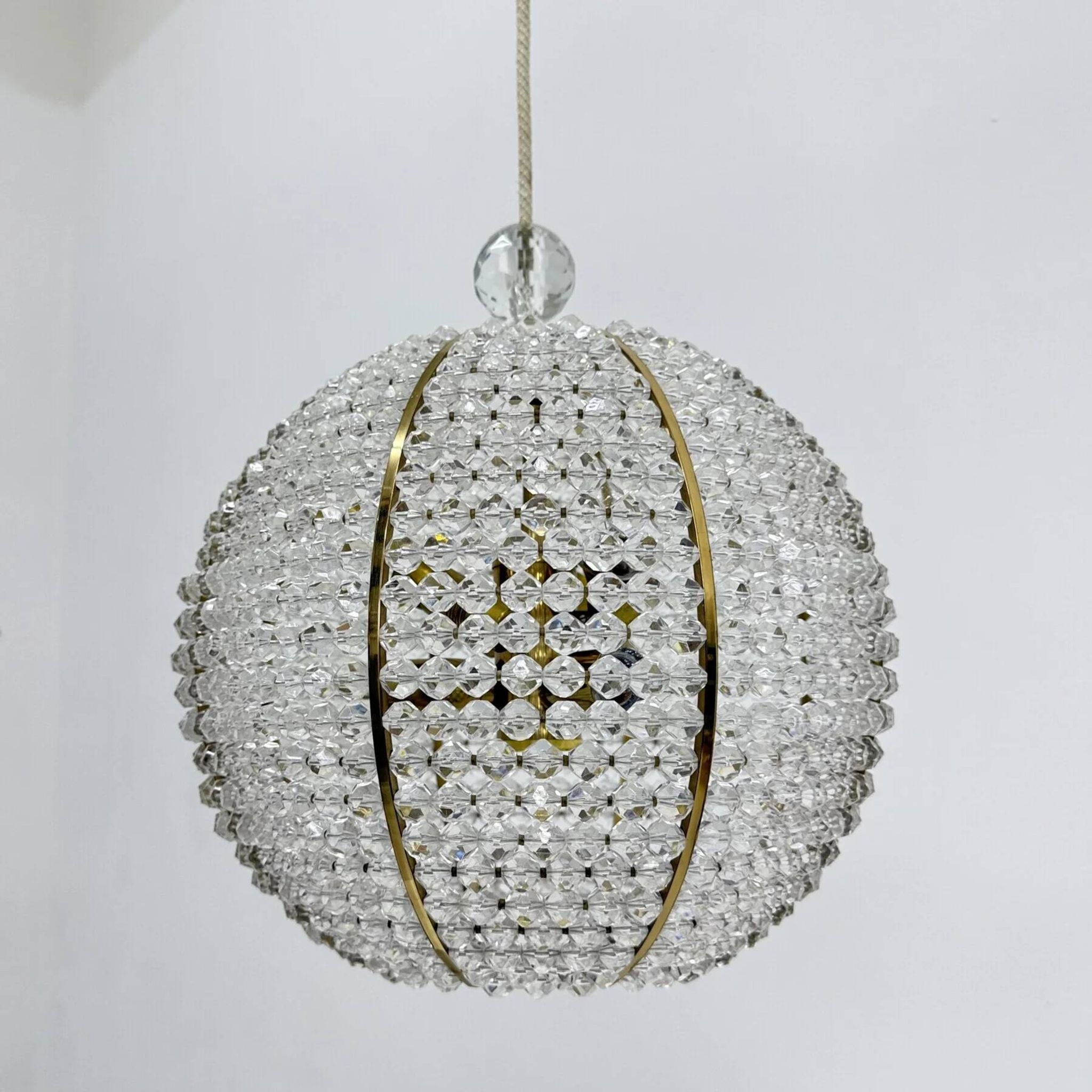 Brass & acrylic ball hanging lamp pendant by Emil Stejnar, 1950s