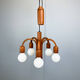 ‘Candela’ chandelier/pendant light by F. G. Schmidt for Domus, teak with 5 globe bulbs, 1960s