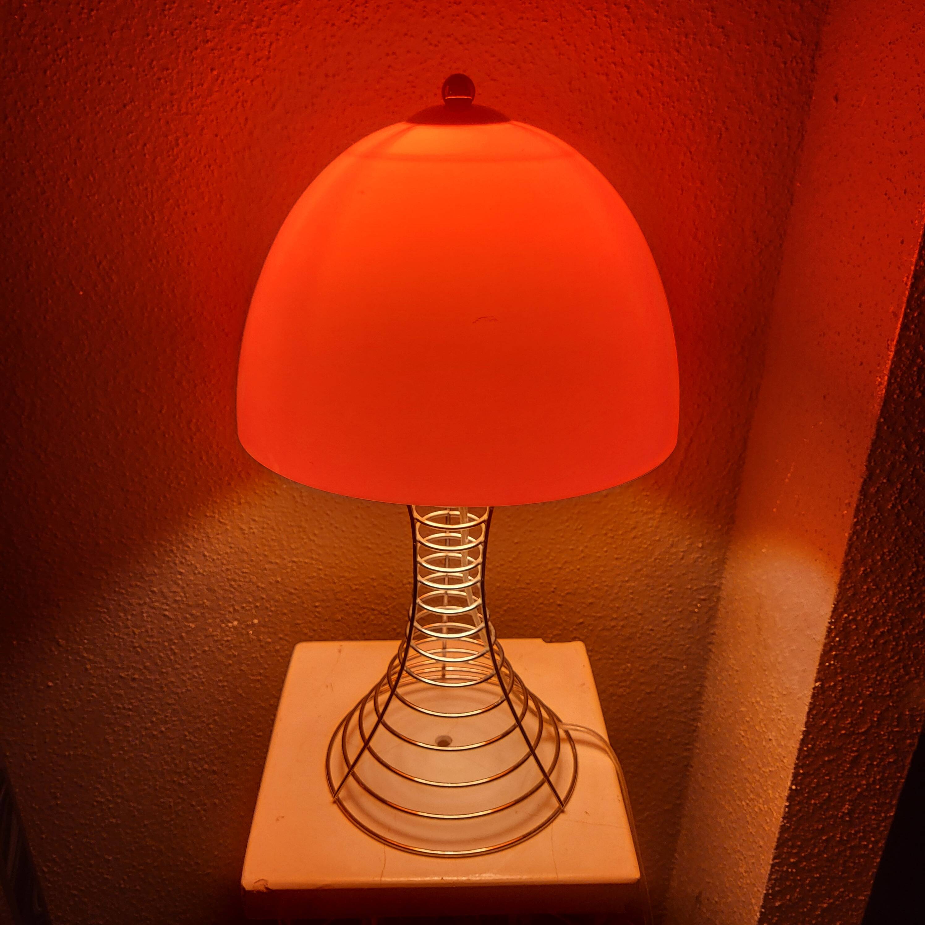 Lampe champignon orange et chrome,style Verner Panton,1970,80