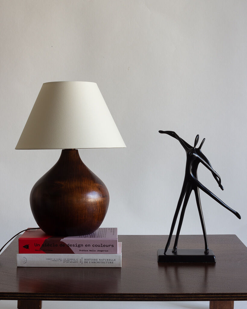Solid turned wood lamp, art Savoyard folk art ⎮60's