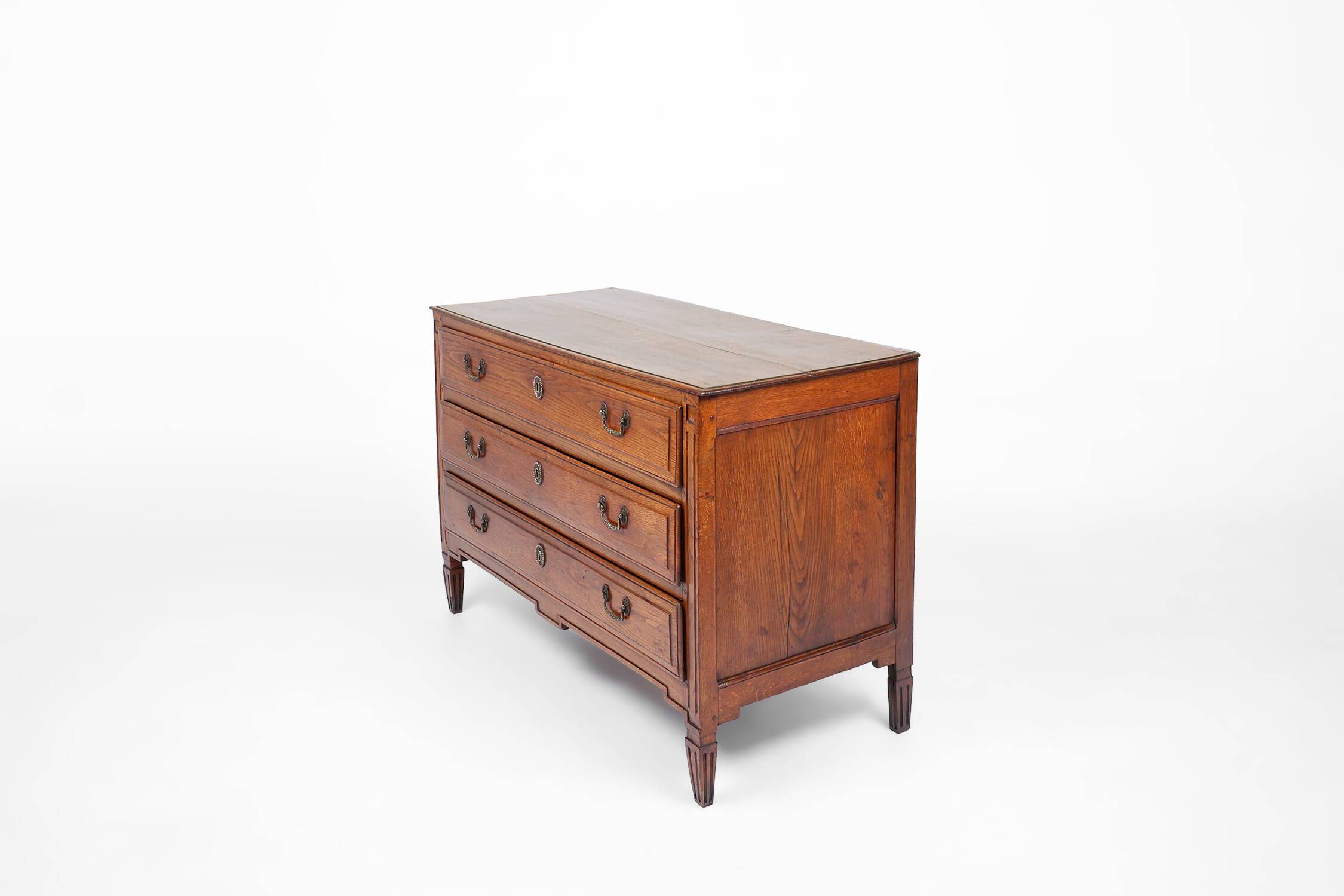 French rustic chest of drawers in solid oak with 3 drawers, ca. 1850