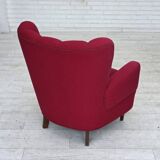 1960s, Danish armchair, furniture wool, beech wood logs.