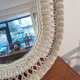White rattan mirror