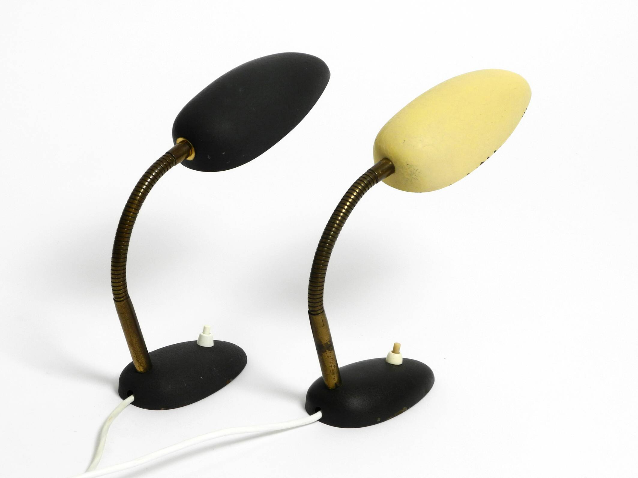 Pair of small 1950s metal table lamps with goosenecks by Gebrüder Cosack