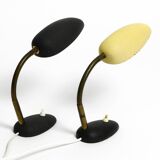 Pair of small 1950s metal table lamps with goosenecks by Gebrüder Cosack