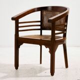 Beech and rattan armchair